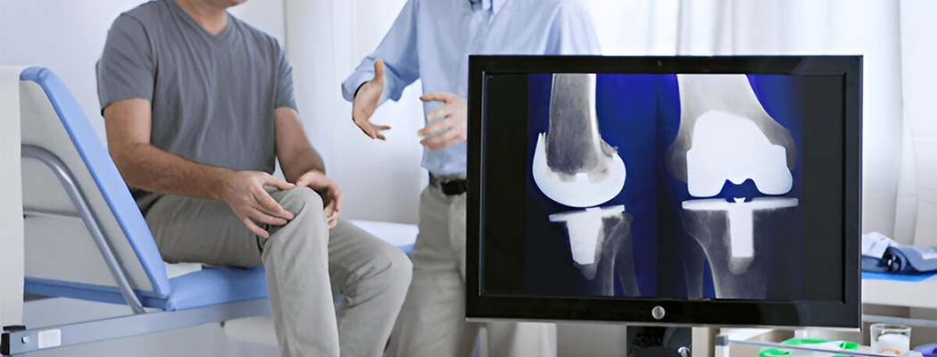 knee xray and a man consulting orthopaedic